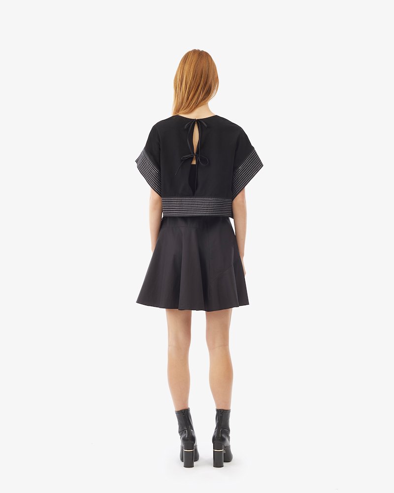 Poplin Crop Top Overlay Dress in black 3.1 Phillip Lim Official Site