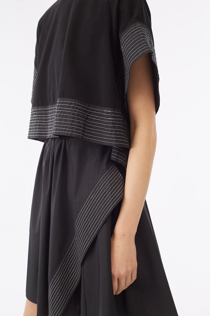 Poplin Crop Top Overlay Dress in black 3.1 Phillip Lim Official Site