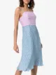 HVN Nora contrast gingham-print silk midi dress
