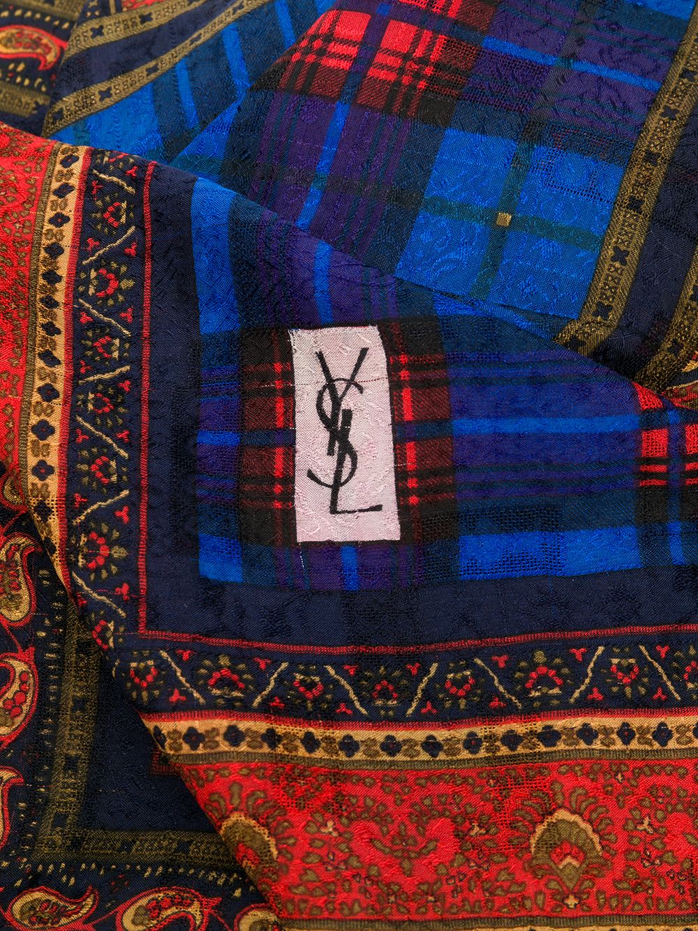 фото Yves Saint Laurent Pre-Owned клетчатый шарф с узором пейсли