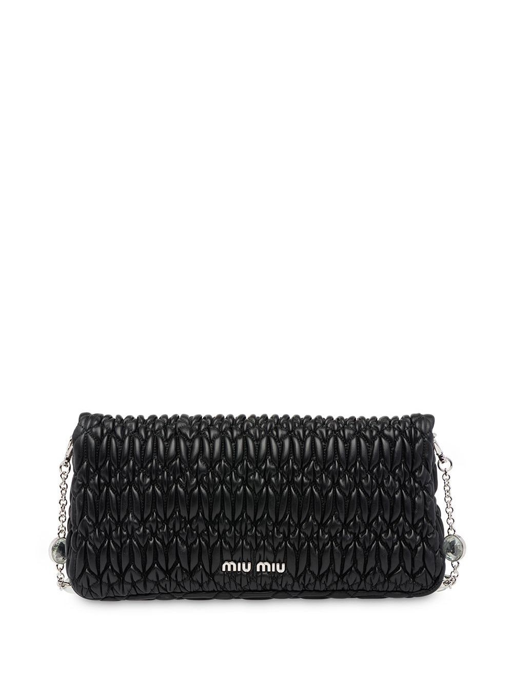 Miu Miu Iconic Crystal shoulder bag in blue quilted leather