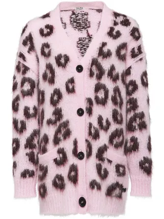 miu miu pink leopard cardigan
