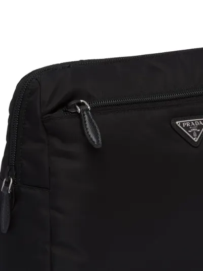 Prada logo-plaque travel pouch black 