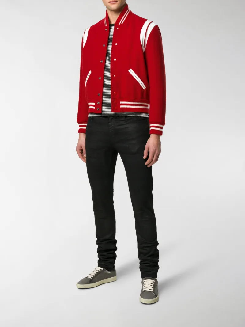 red saint laurent teddy jacket