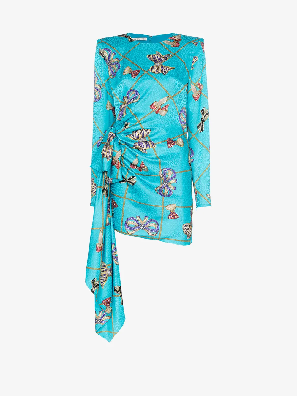 Alessandra Rich Dresses ALESSANDRA RICH BOW PRINT SILK MINI DRESS