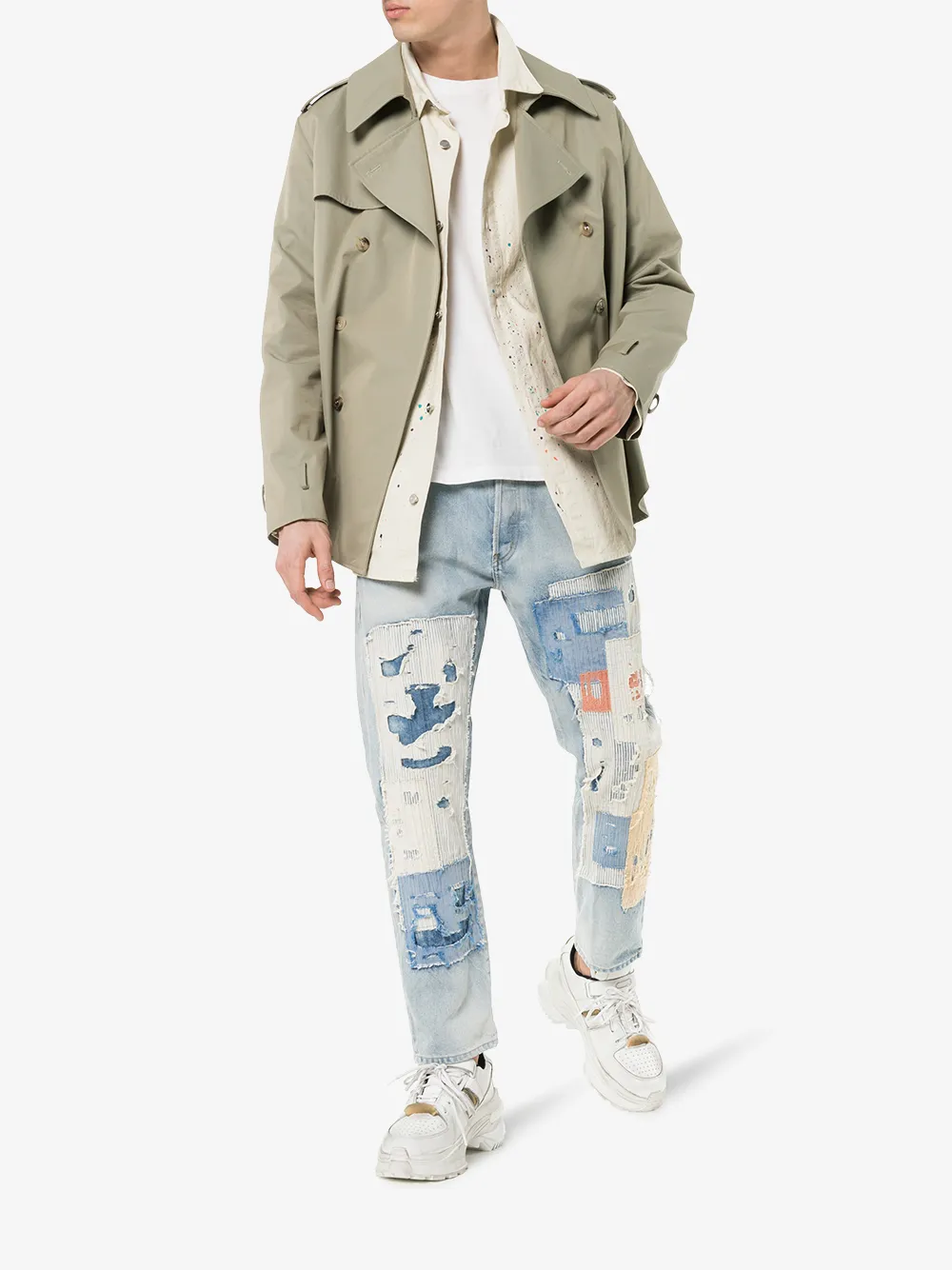 John Elliott Jeans JOHN ELLIOTT THE KANE 2 DISTRESSED PATCH WIDE-LEG JEANS