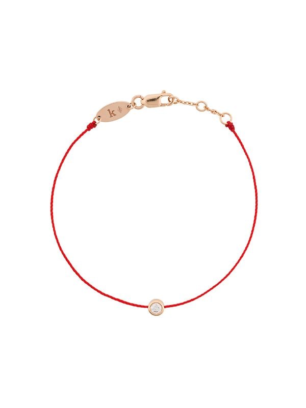 Red thread bracelet in rose gold set with brilliant-cut diamond.