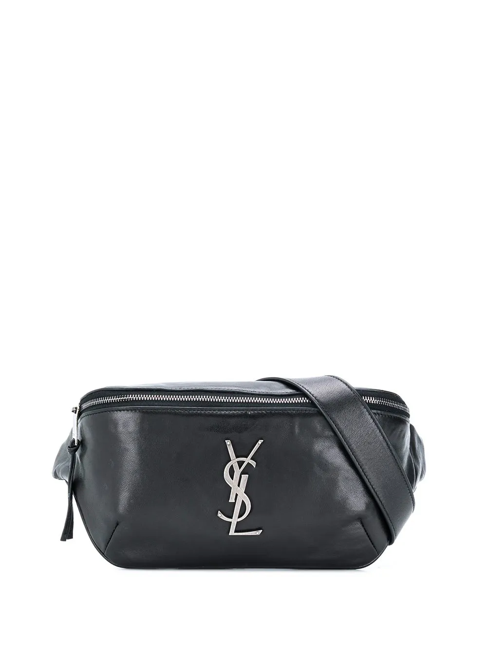 

Saint Laurent cangurera con placa del logo - Negro