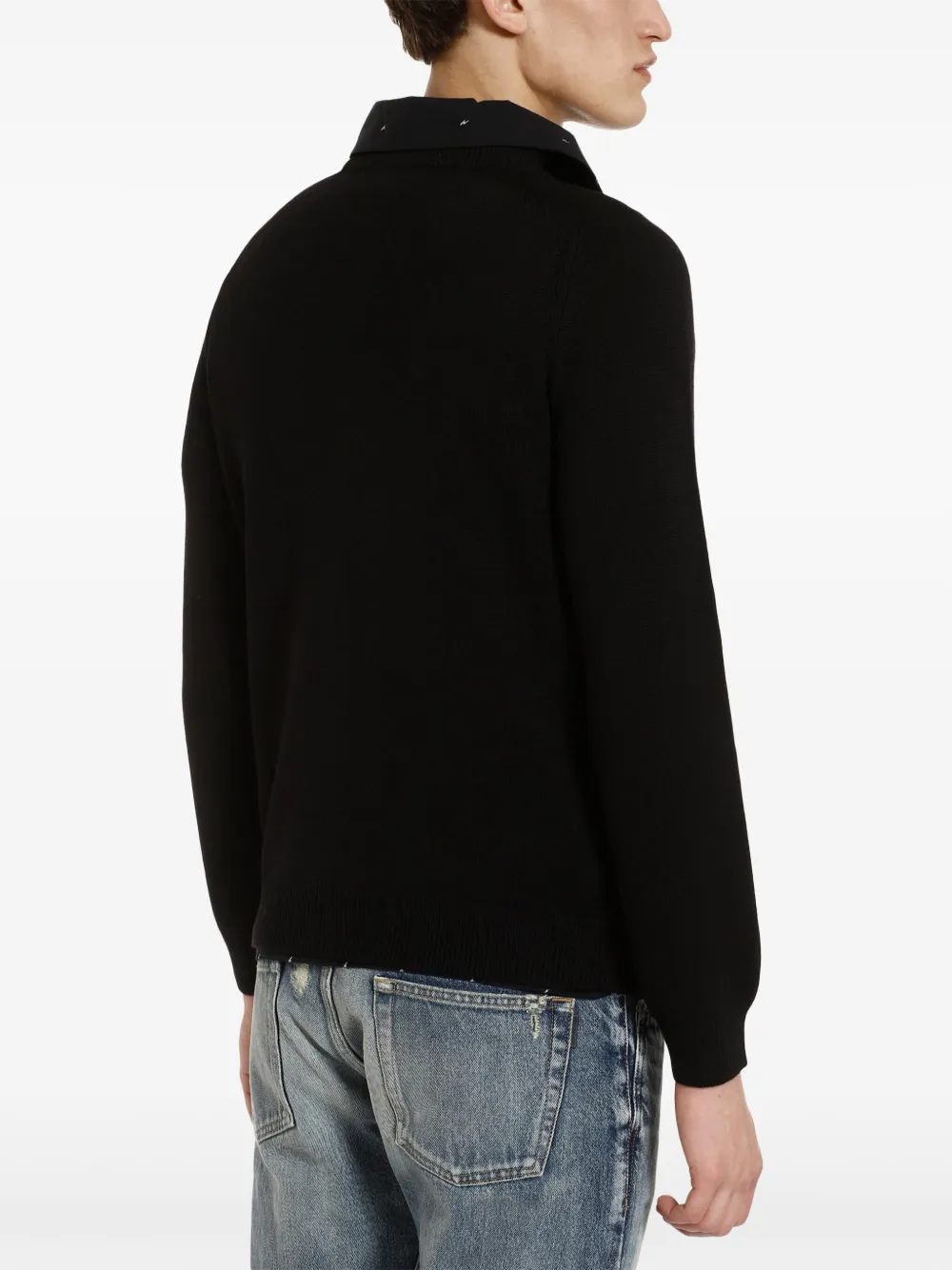 Saint Laurent Trui met geborduurd logo Zwart