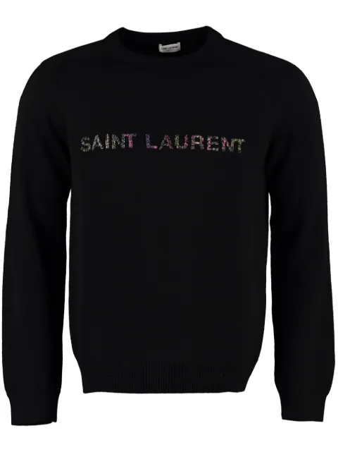 Saint Laurent beaded logo embroidery sweater