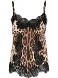 Dolce & Gabbana leopard-print satin camisole top - Brown