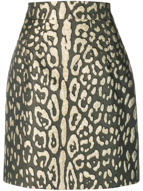 Dolce & Gabbana metallic leopard-print mini skirt