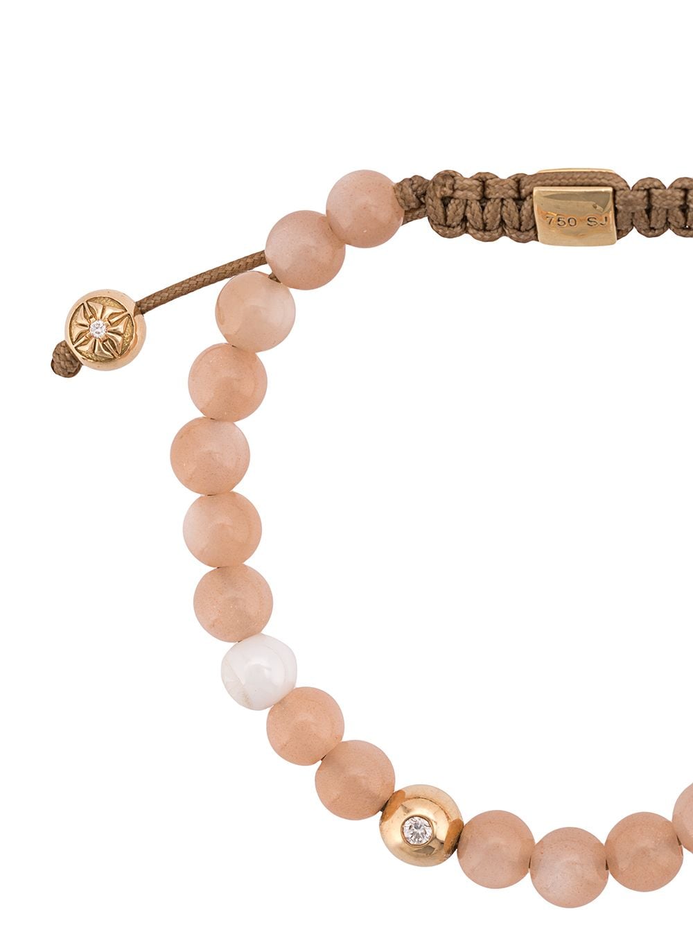 Shop Shamballa Jewels 18kt Yellow Gold Peach Moonstone And White Ceramic Beaded Bracelet In Neutrals