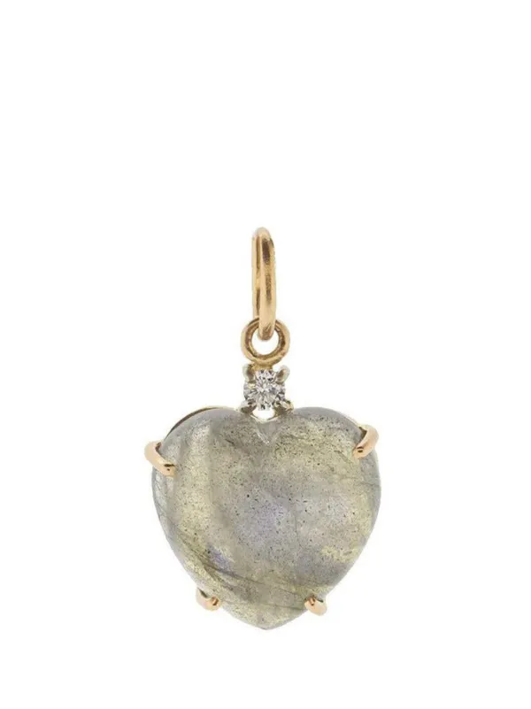 Irene Neuwirth 18k Gold Heart Diamond and Labradorite Necklace in Pink