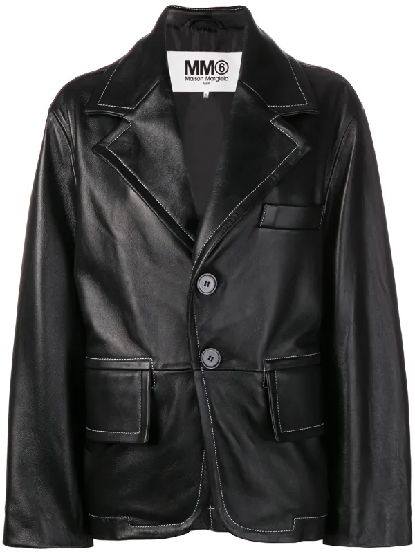 Mm6 Maison Margiela Loose Fit Leather Jacket Farfetch