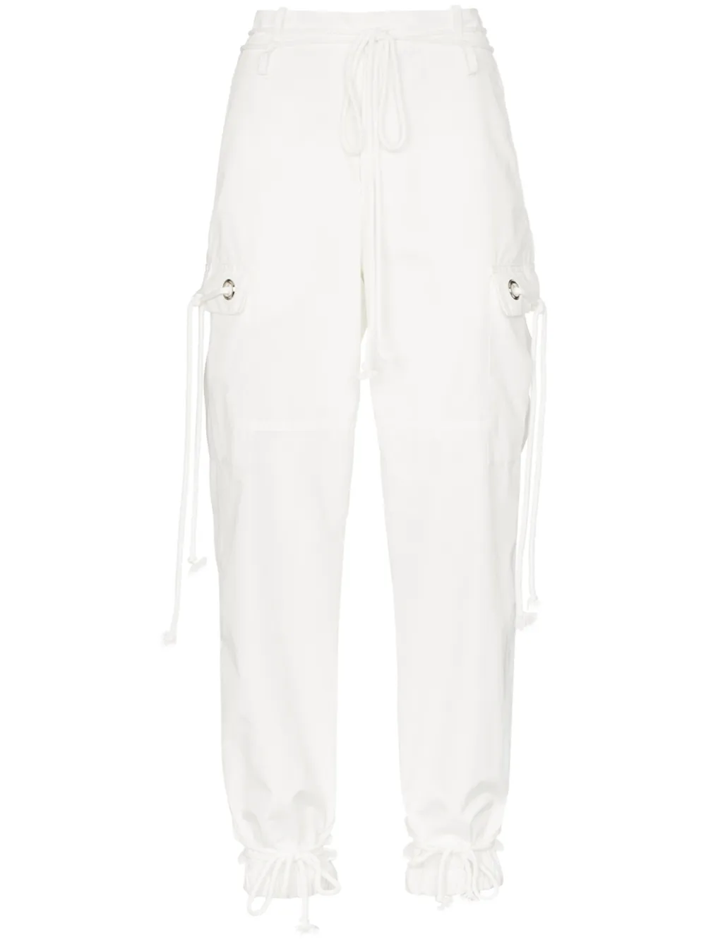 Hyein Seo Pants HYEIN SEO ECLIPSE HIGH-WAISTED COTTON-BLEND CARGO TROUSERS - WHITE