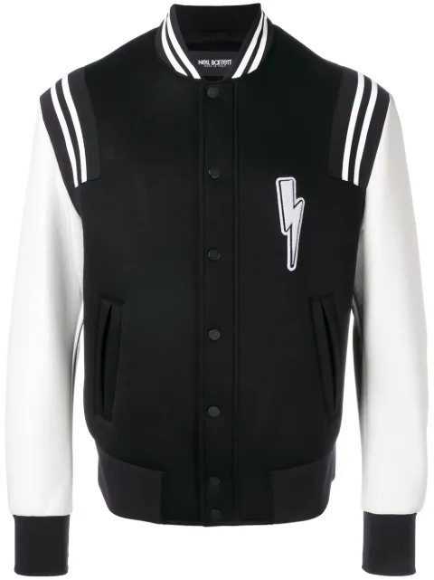 Neil Barrett Varsity Bomber Jacket In Black