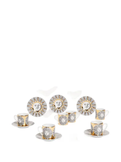 Fornasetti Set aus sechs 'Sole' Espresso-Tassen