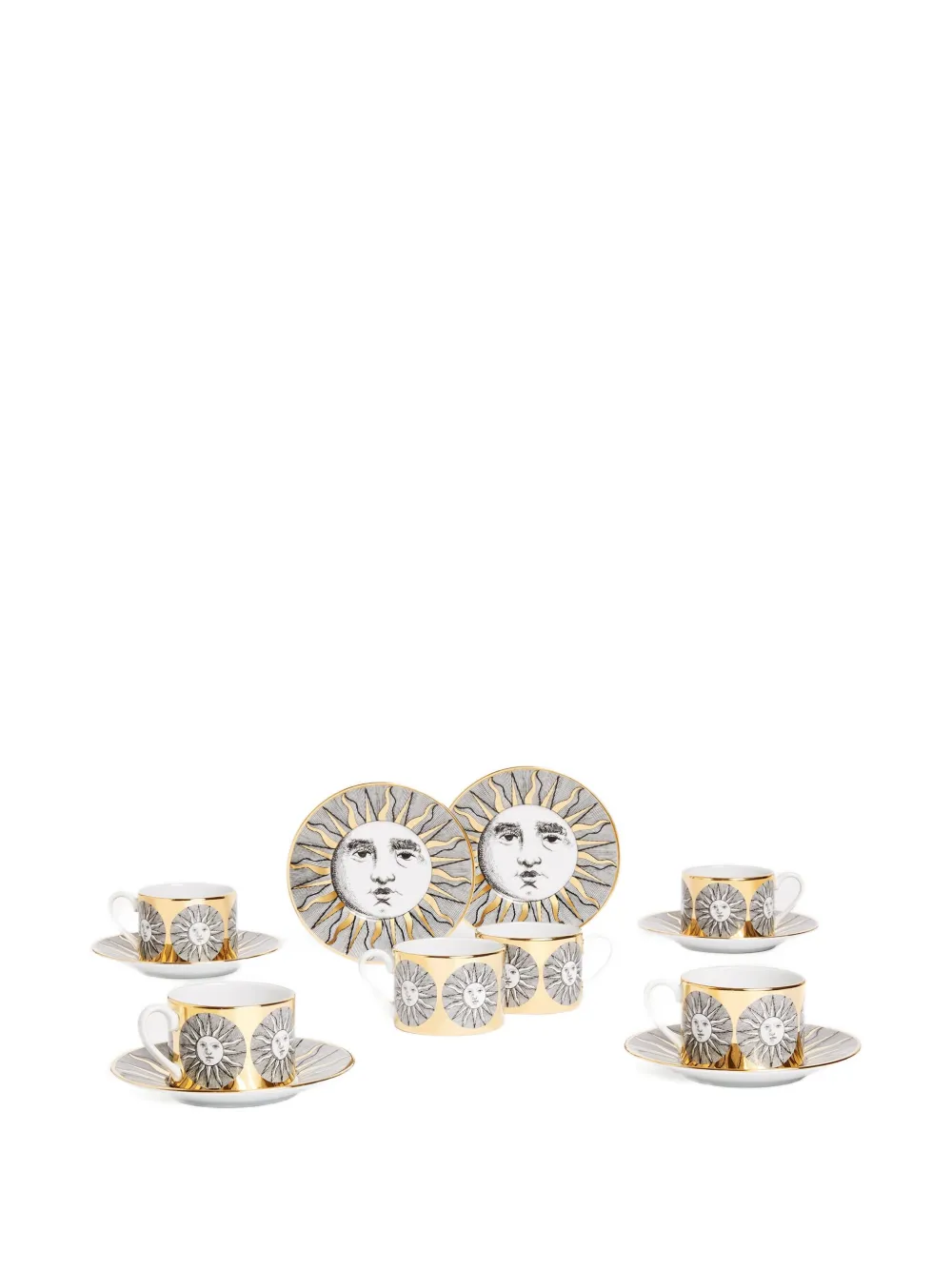 Fornasetti Sole tea cups (set of 6) | Gold | Image 1