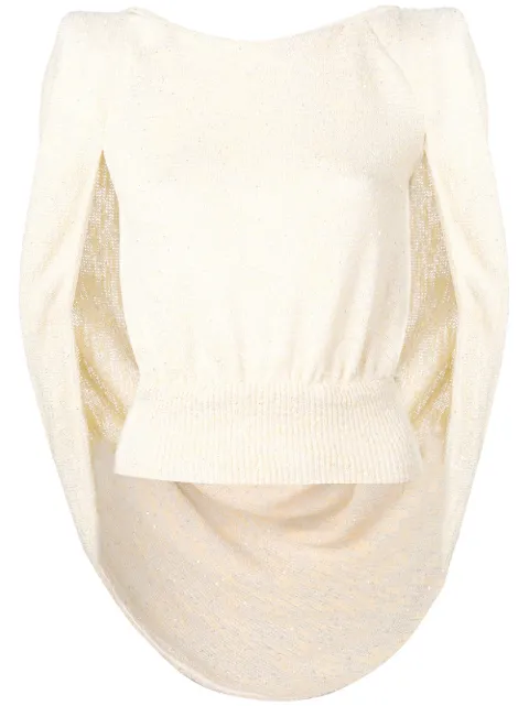 Talbot Runhof chunky knit cape top 