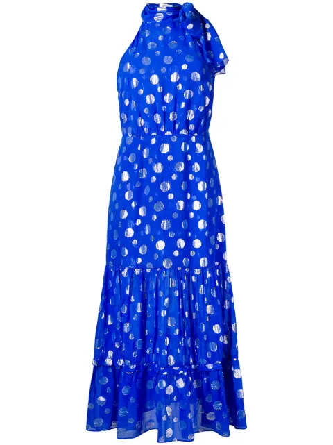 Rixo London Eleanor Polka-dot Fil Coupé Silk-chiffon Midi Dress In Blue