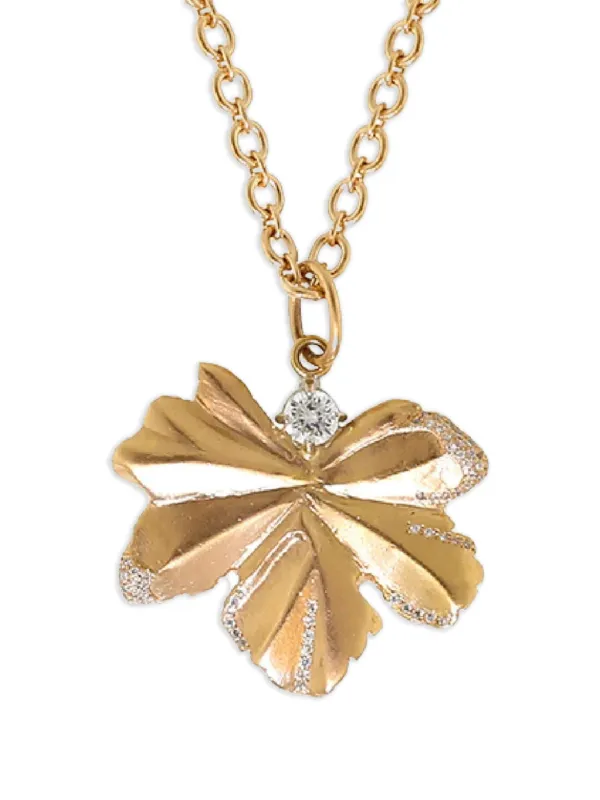 Irene Neuwirth 18k Rose Gold Leaf Diamond Necklace in Pink