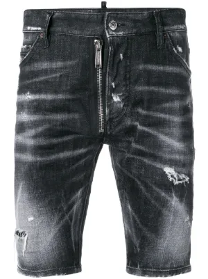 DSQUARED2 ダメージ デニムショーツ | ブラック | FARFETCH JP
