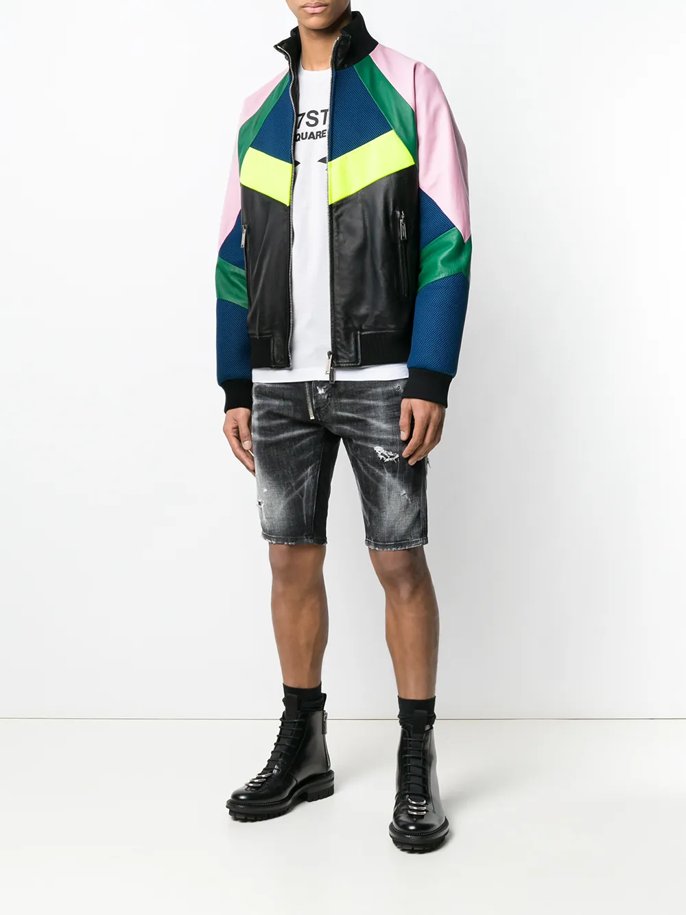 DSQUARED2 gerafelde denim shorts Zwart