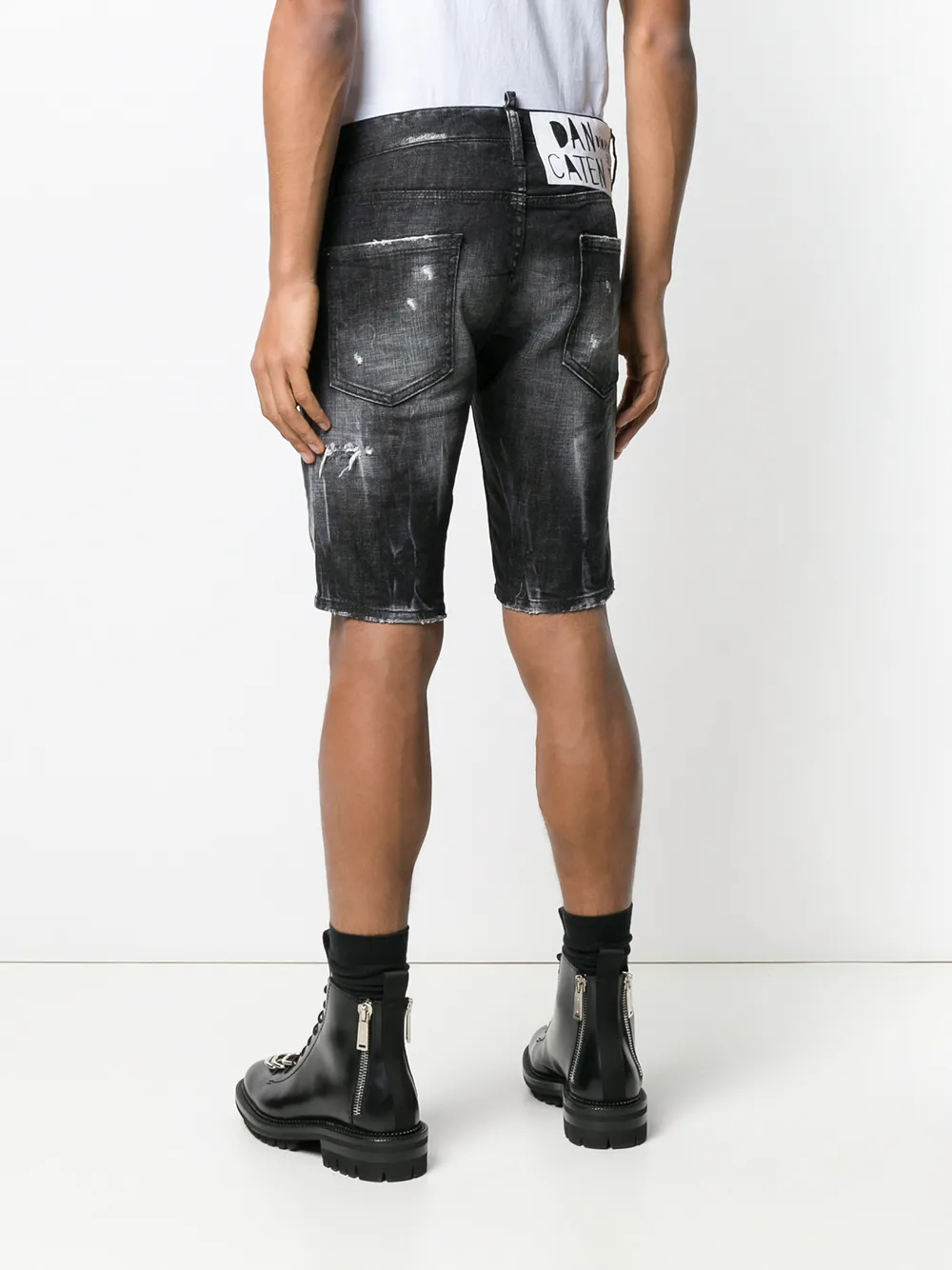 DSQUARED2 gerafelde denim shorts Zwart