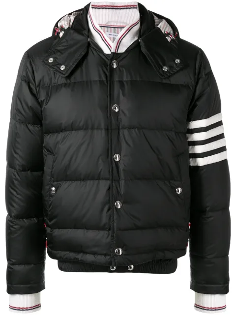 Click to view more detailed imagery on our partner's website Thom Browne 4-bar Matte Nylon Bomber In Black
