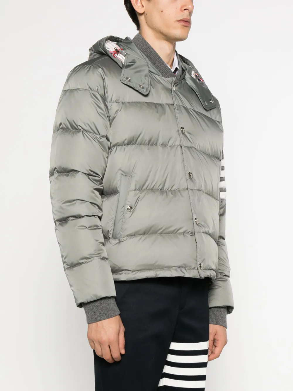 Shop Thom Browne 4-bar Bomber Jacket In Grey