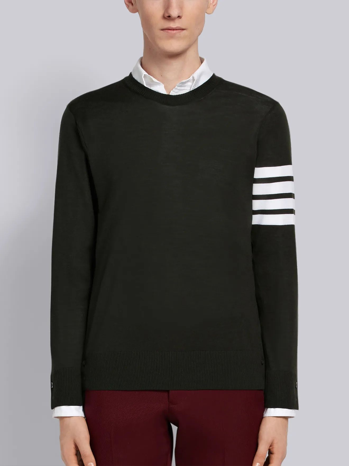 Green Fully Fashioned Merino Knit Crew 