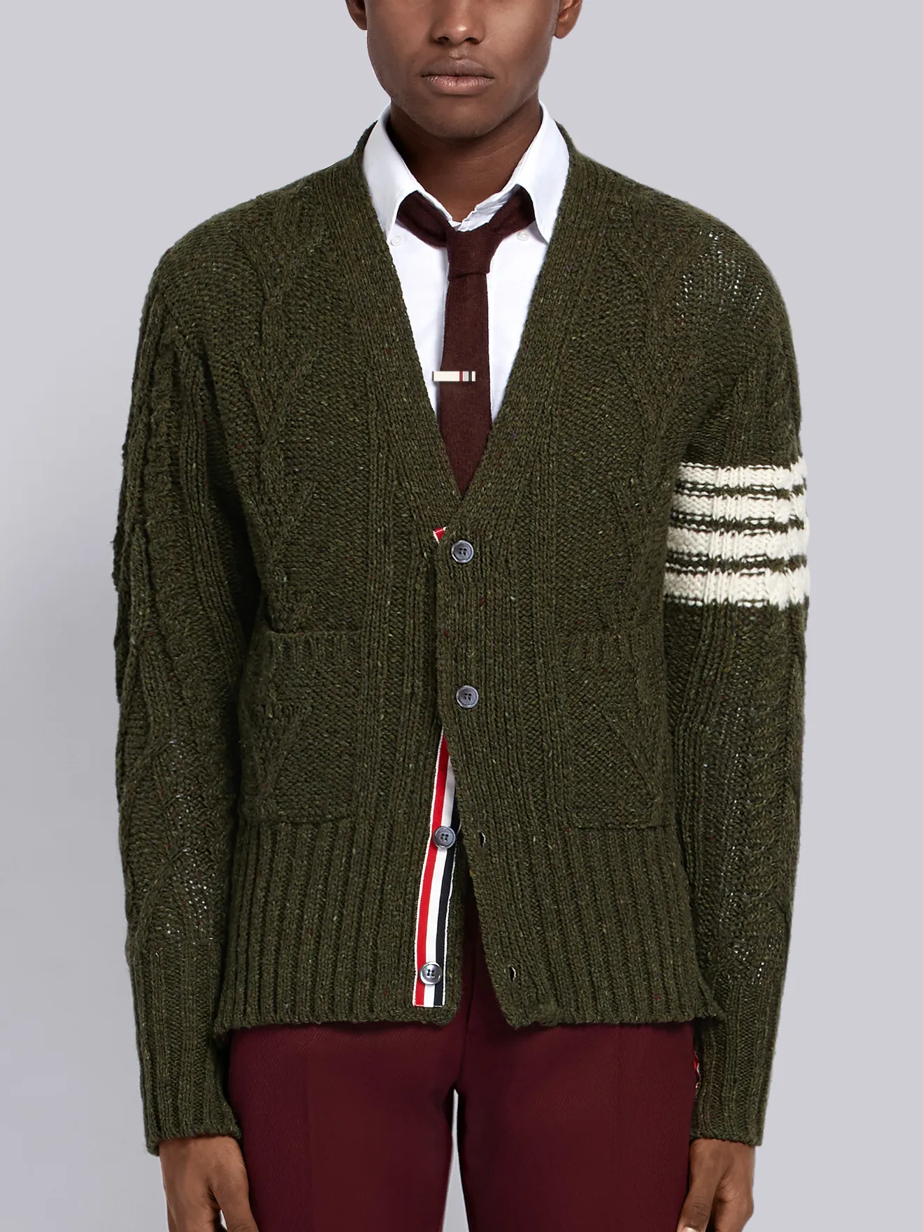 4-bar Aran Cable Cardigan | Thom Browne Official