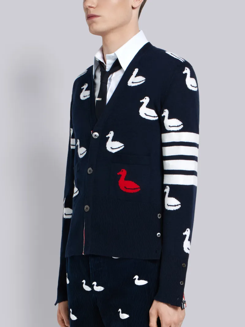 4-Bar Duck Intarsia Cardigan | Thom 