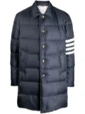 Thom Browne 4-bar Matte Nylon Bal Collar Overcoat - Blue