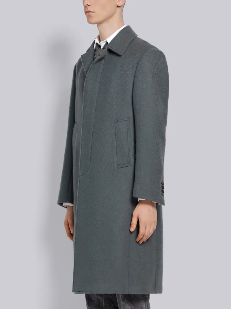 Medium Grey Double Face Cashmere Unconstructed Bal Collar Overcoat 