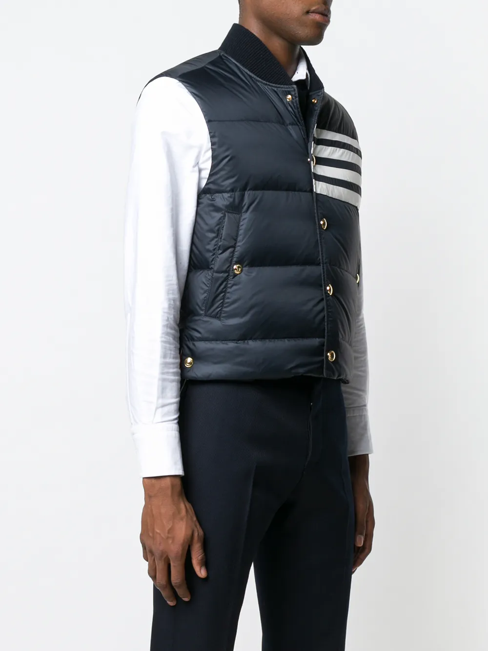  Thom Browne Gilet Imbottito Con Righe - Blu 