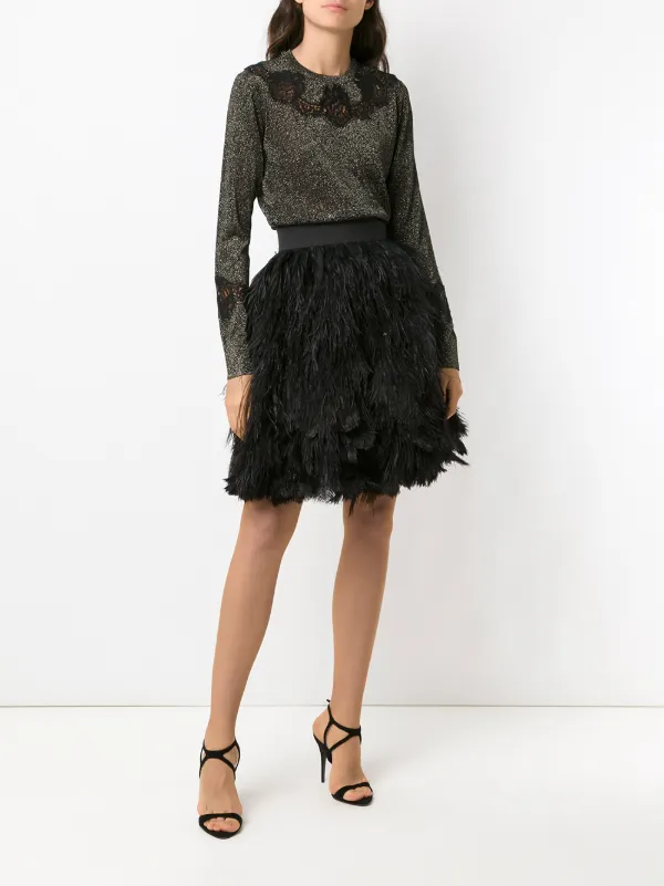 Dolce & Gabbana Feather Appliqué Mini Skirt | Black | FARFETCH