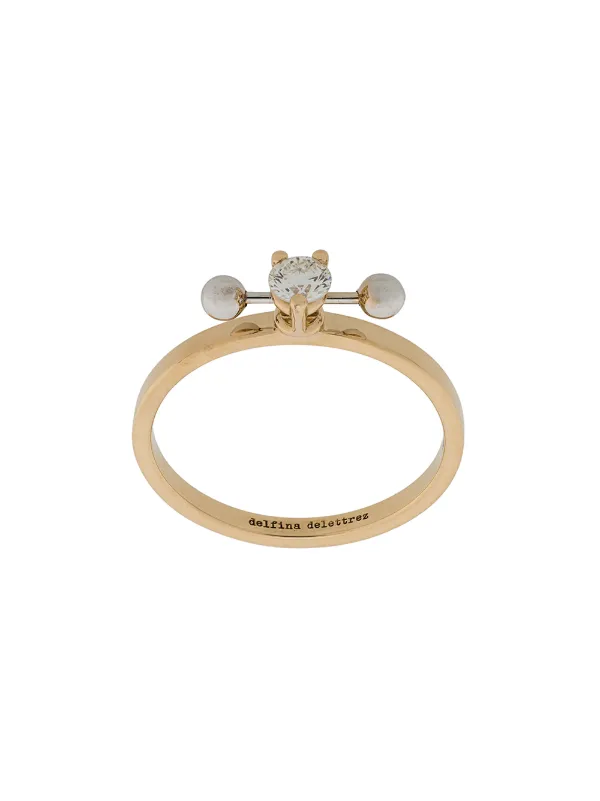 Shop Gold Delfina Delettrez 18kt Yellow And White Two In One Diamond Ring With Express Delivery Farfetch