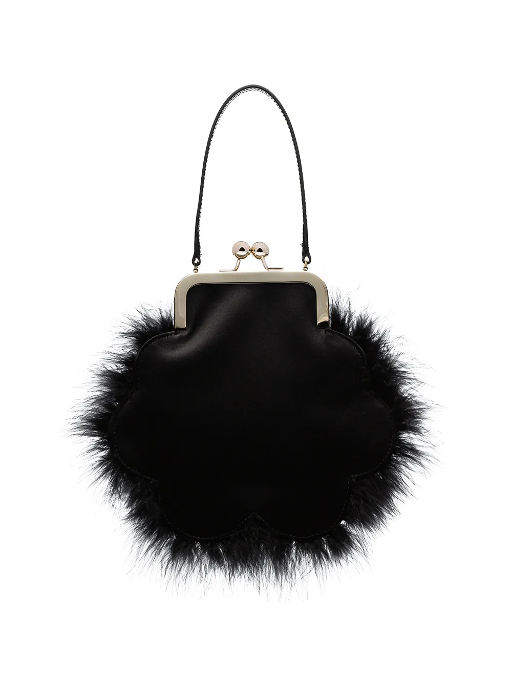 Simone Rocha Bags SIMONE ROCHA FEATHER EMBELLISHED SILK SATIN BRACELET BAG - BLACK