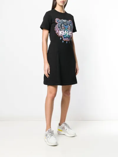 Kenzo tiger print T-shirt dress black 