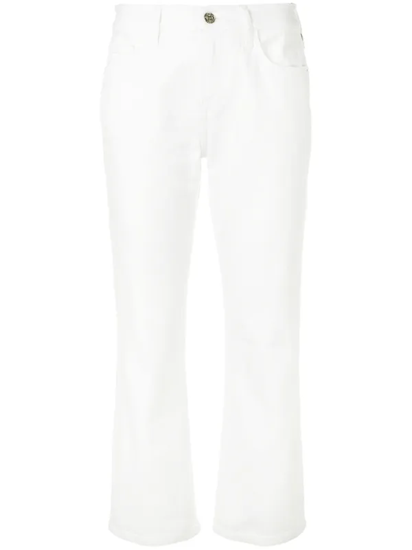 white cropped bootcut jeans