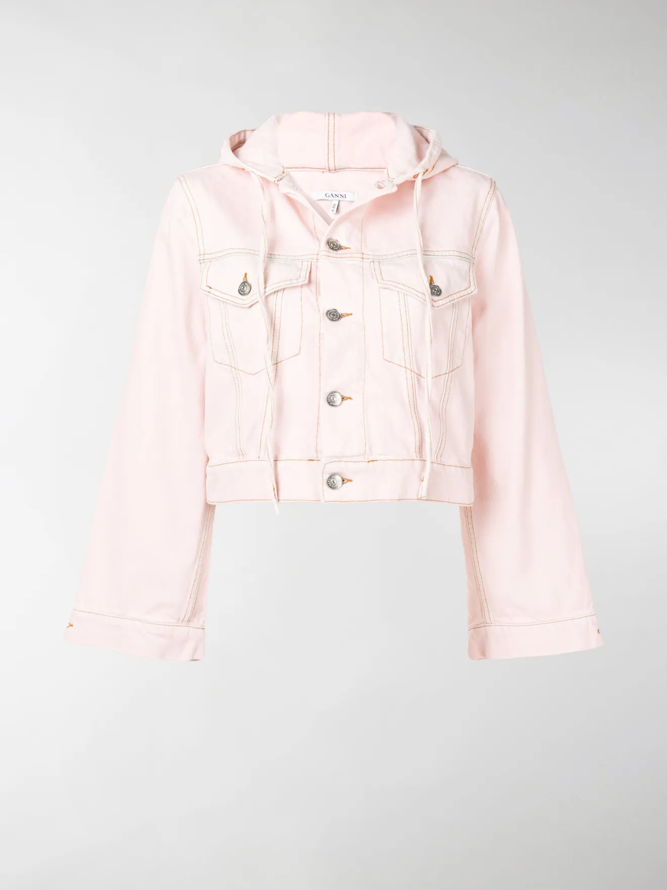 GANNI hooded denim jacket pink | MODES