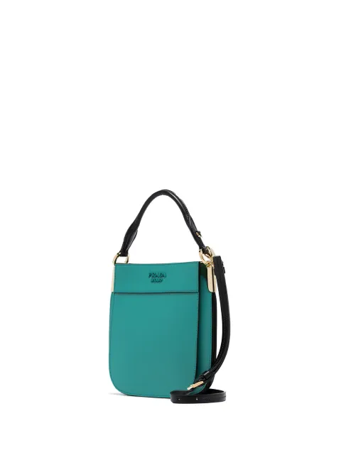 Prada Aquamarine Margit Dual Handle Leather Crossbody Bag In Green