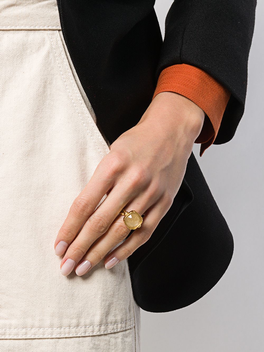 Shop Goossens Square Cabochons Ring In Gold