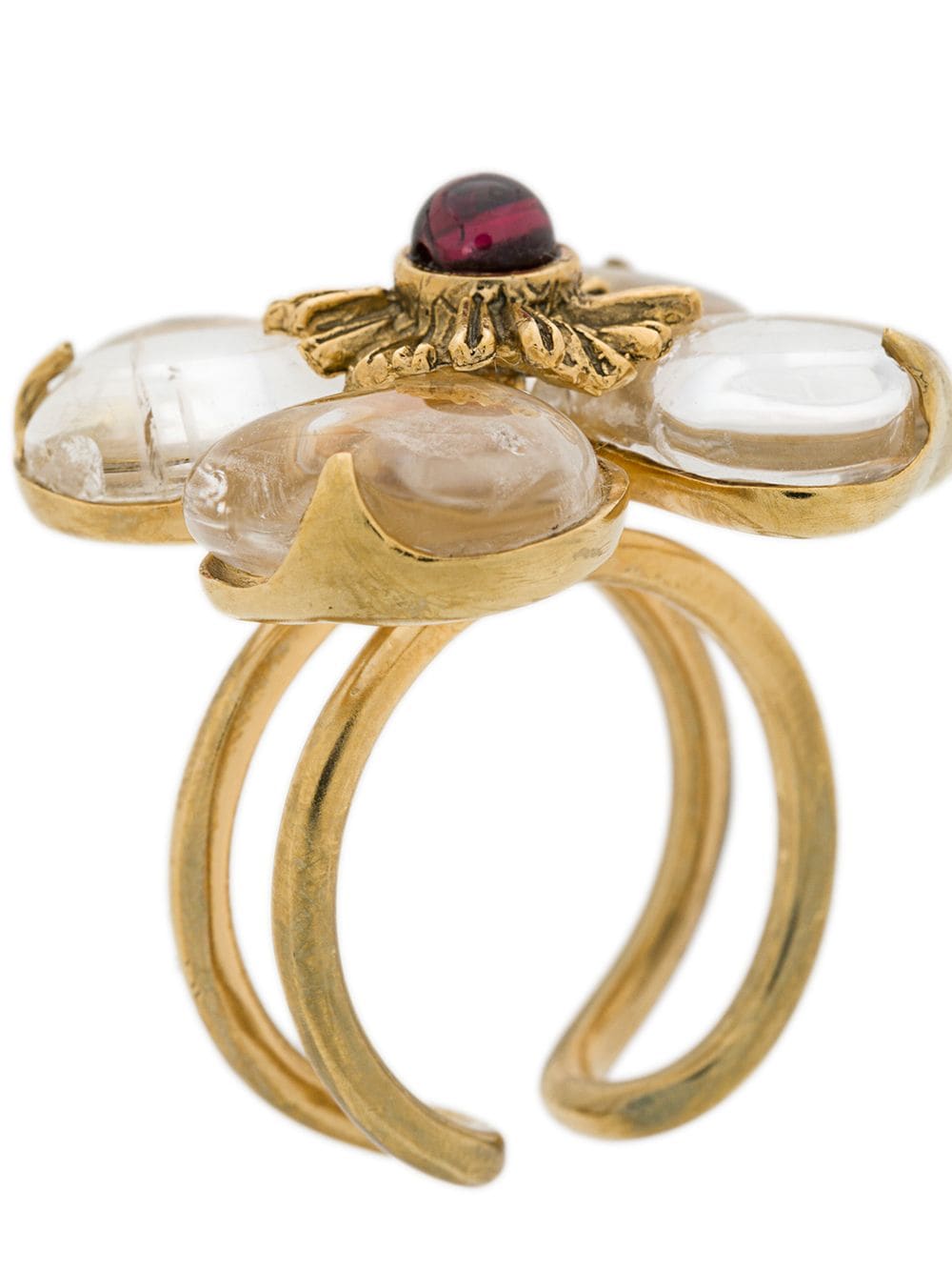 Shop Goossens Trèfle Ring In Gold