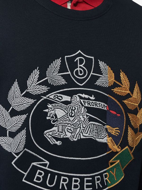 burberry embroidered crest jersey sweatshirt