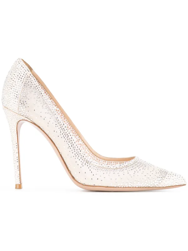 Gianvito Rossi Rania Embellished Pumps in White