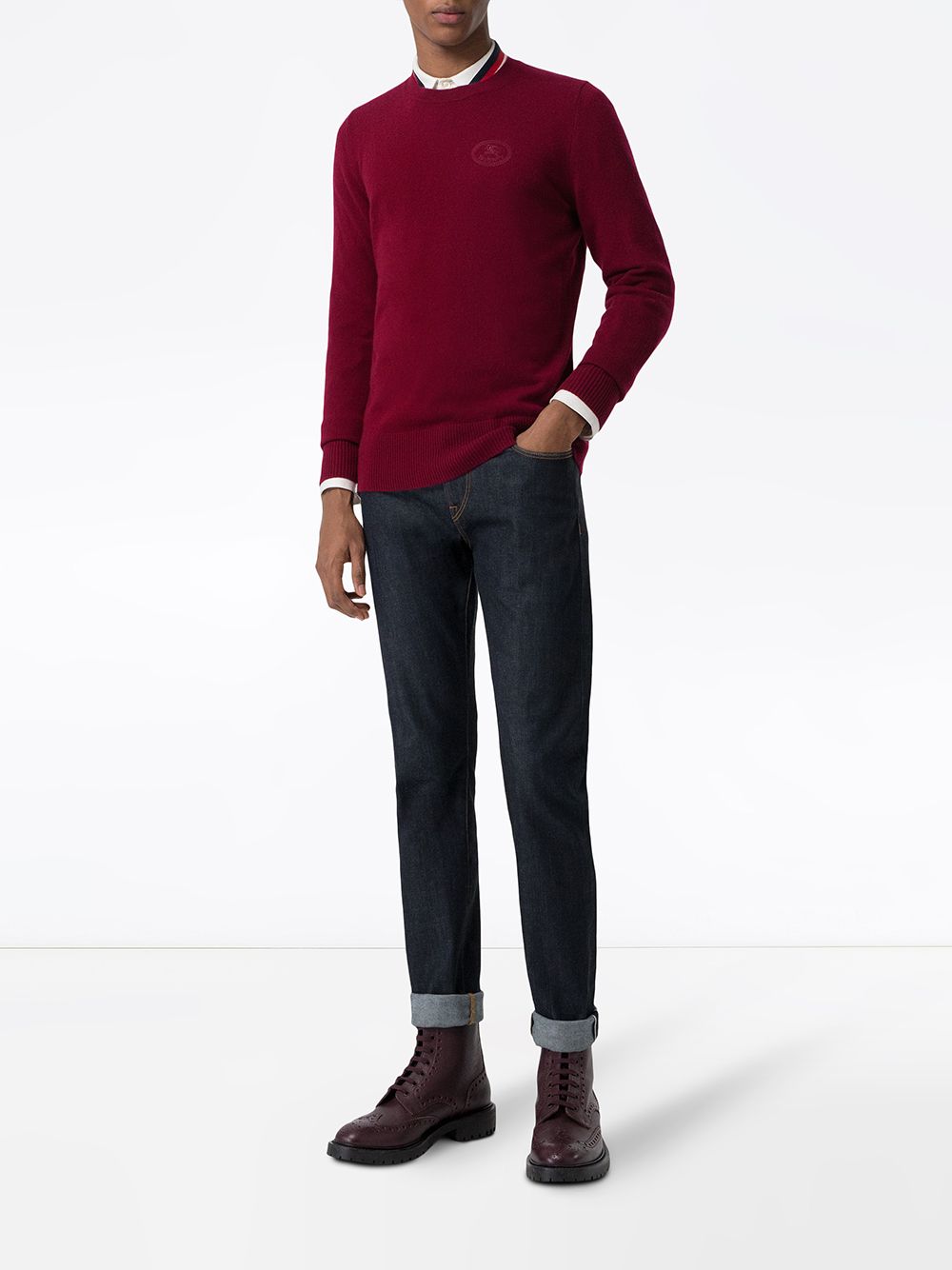 Burberry Cashmere logo embroidered jumper - Rood