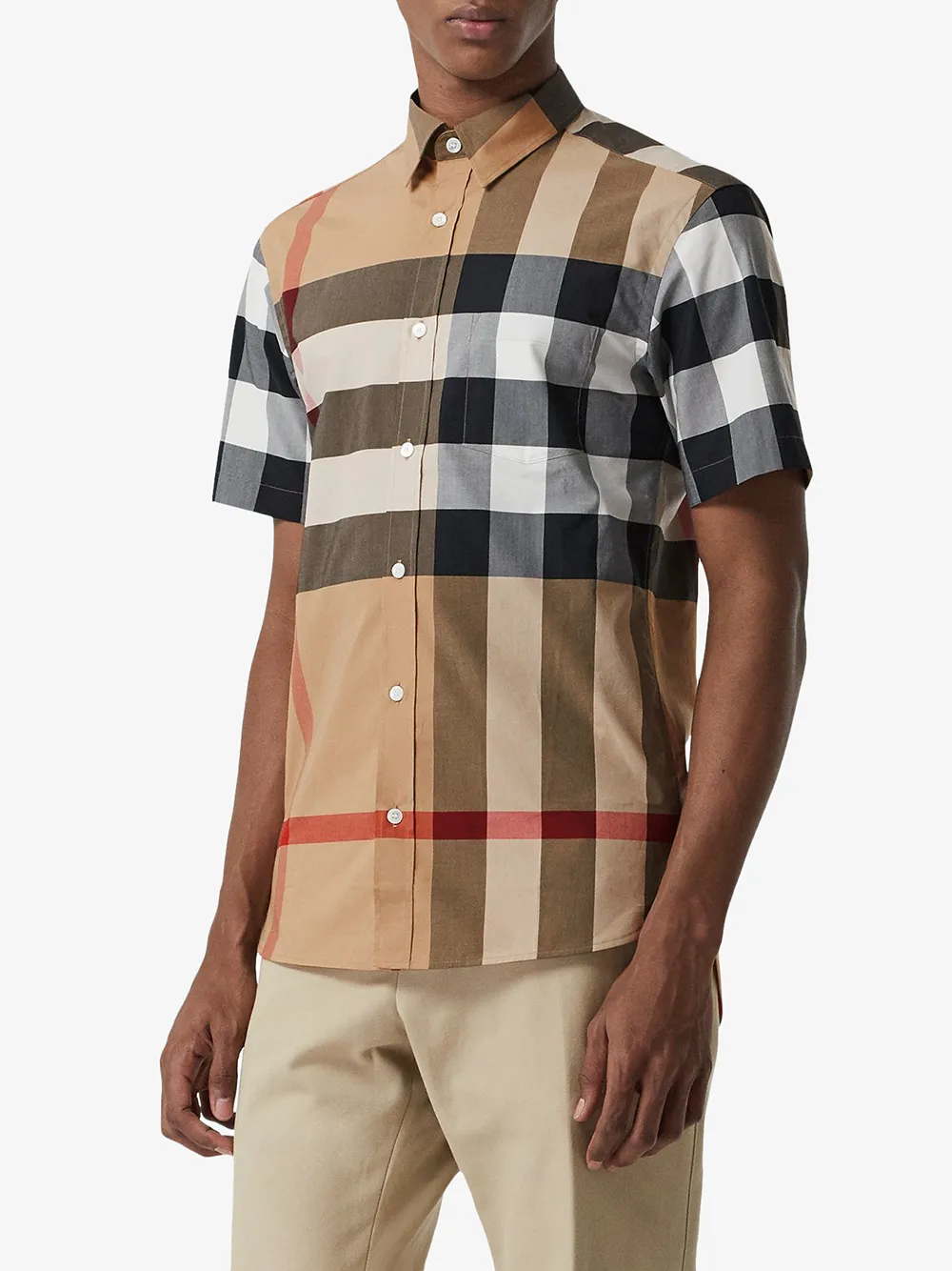 Burberry Short Sleeve Check Stretch Cotton Shirt Farfetch